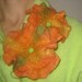 Felted ladies flower brooch slippers, wool, emerald green orange yellow purple black red pink, custom order. St. Patrick's Easter gift