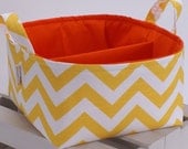 LG 10"x10"x6" Diaper Caddy - Storage Bin Basket Container Organizer - Yellow Chevron Zigzag Fabric