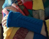 Blue Wrist warmers / fingerless gloves / arm warmers