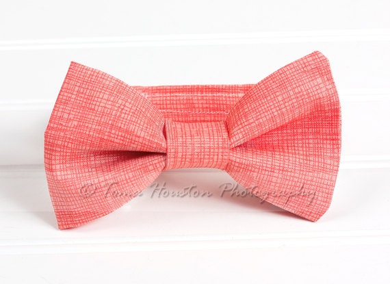Boy's Bow Tie, Newborn, Baby, Child- Coral, Textured (2-3 Business Day Processing)