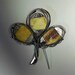 Vintage Butterscotch Amber Silver Artisan Flower Brooch / Pin