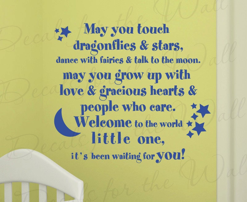 May You Touch Dragonflies and Stars Dance Girl Room Kid Baby Nursery Wall Decal Art Mural Vinyl Lettering Quote Sticker Decoration Decor B19