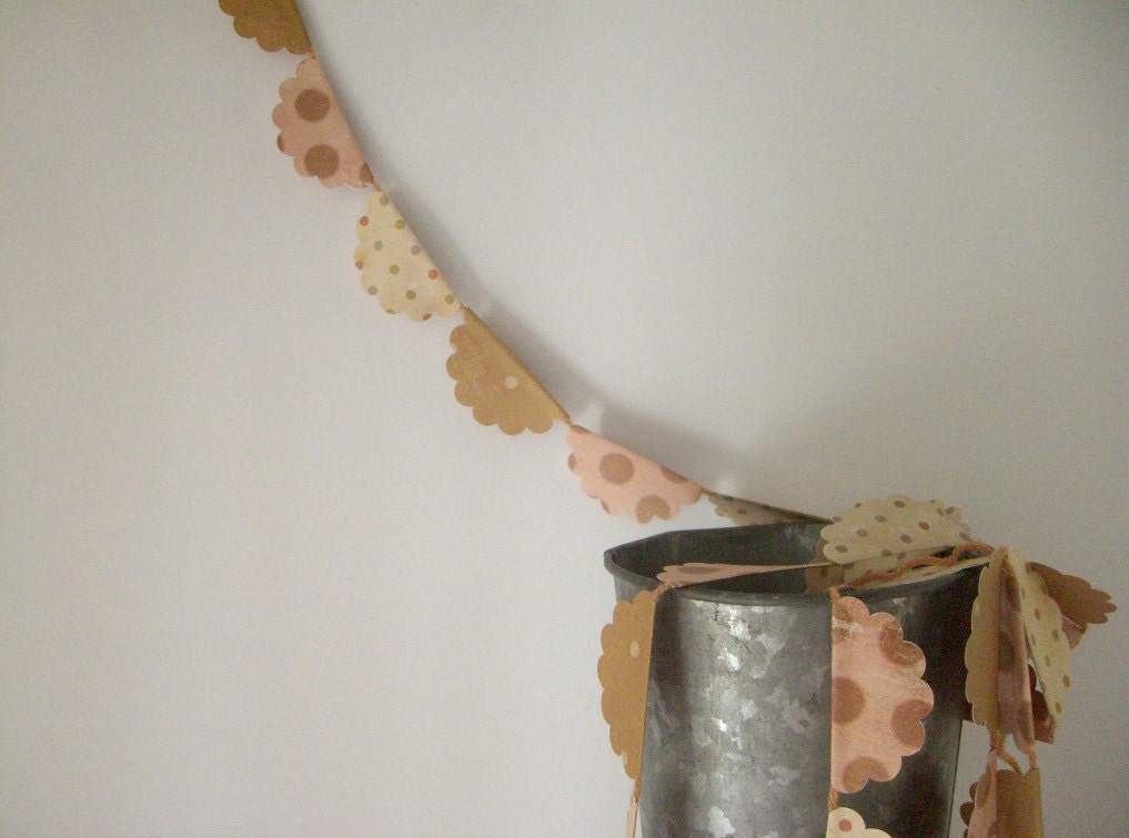 romantic paper garland, shabby chic garland girls room decor ,eco friendly,nursery decoration,wedding decor