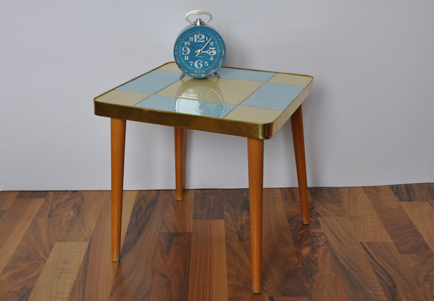 Mid Century Coffee Table Blue and cream by BerlinerStrasse