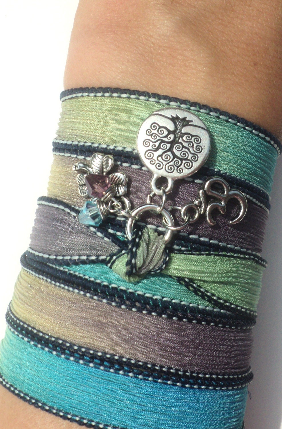 Tree of Life Silk Wrap Bracelet Om Jewelry Yoga Namaste Mother Nature Earthy Necklace Unique Christmas Gift For Her Under 50 Item S91