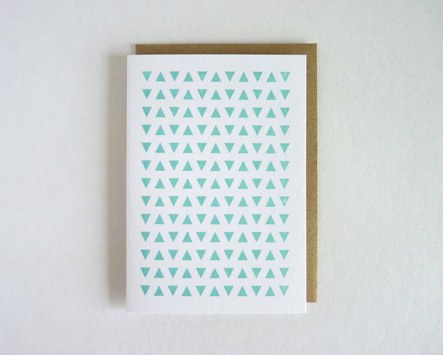 Geometric Blue Triangles - Gocco Printed Note Card