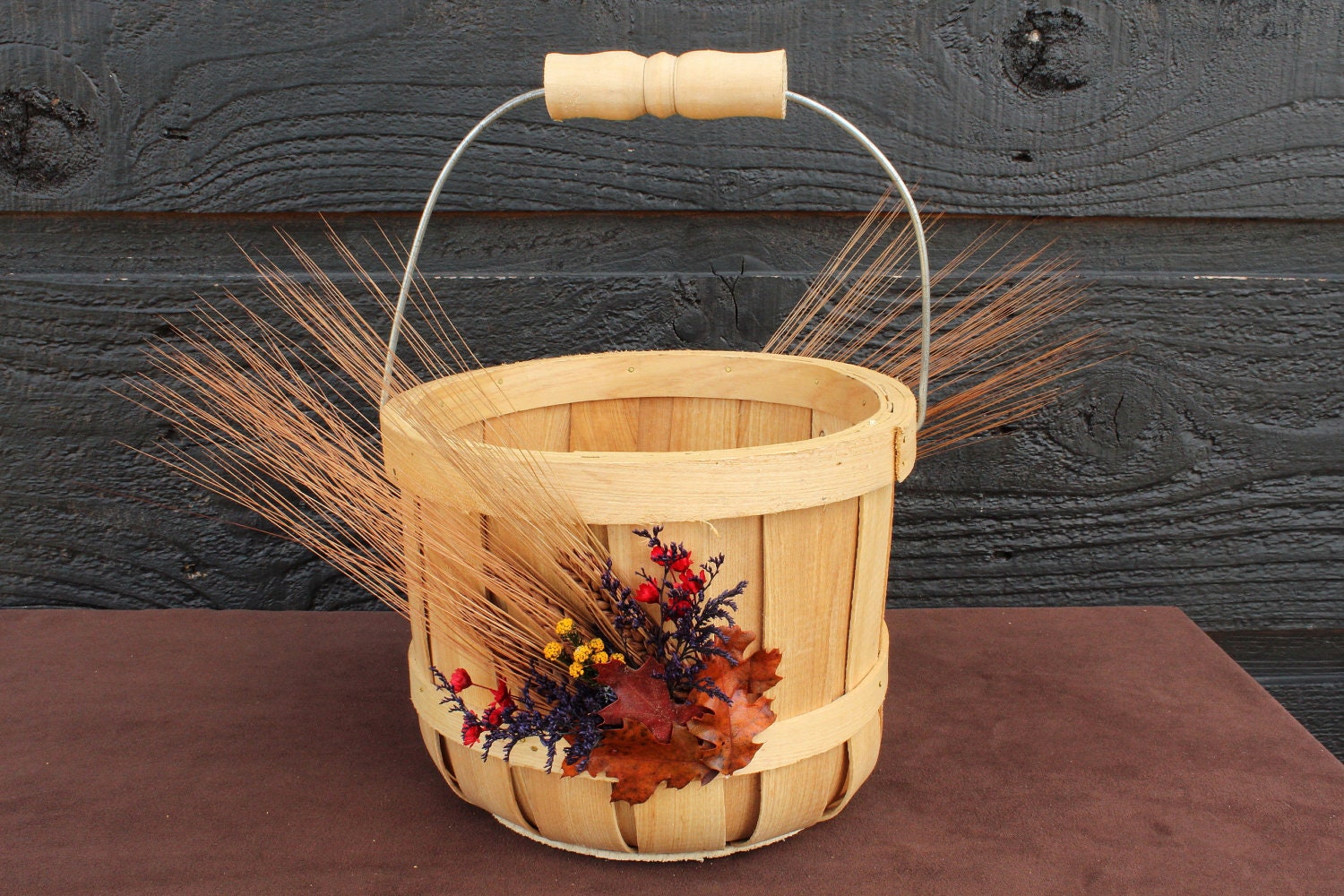 Autumn Wedding, Fall Wedding, Farmhouse Wedding, Country Wedding Flower Girl Basket with Rustic Foliage 157