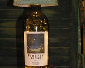 Shabby Chic and Whimsical Wine Bottle Lamp with Firefly Label decorative bottle