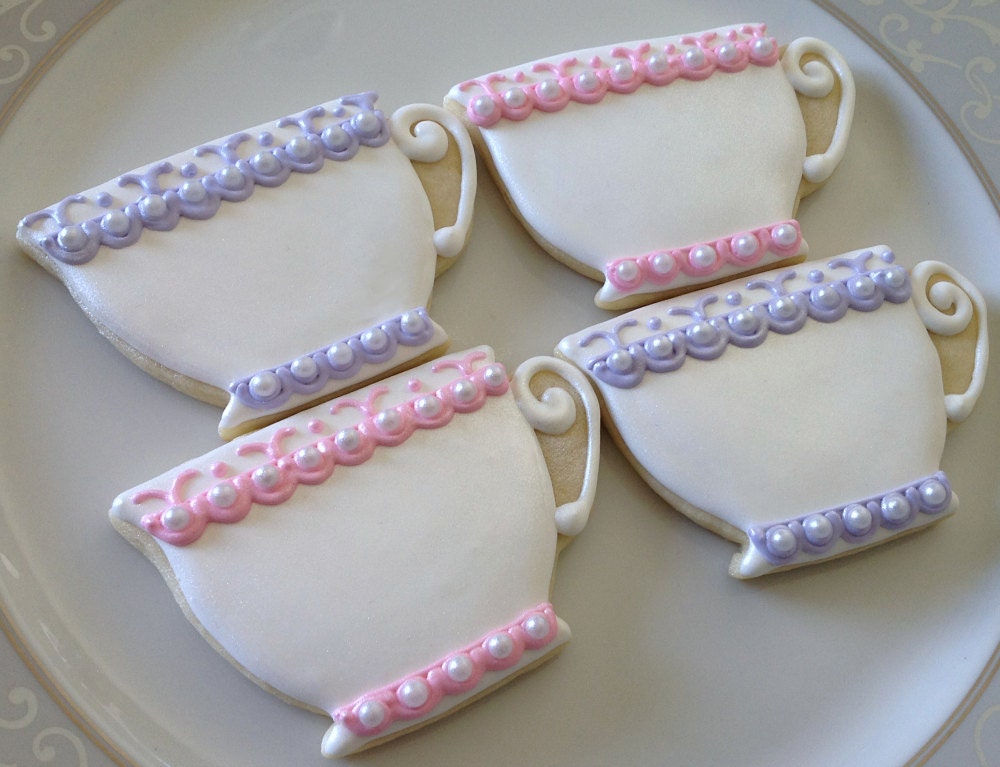 Pearl Teacup and Teapot Sugar Cookies- Set of 12