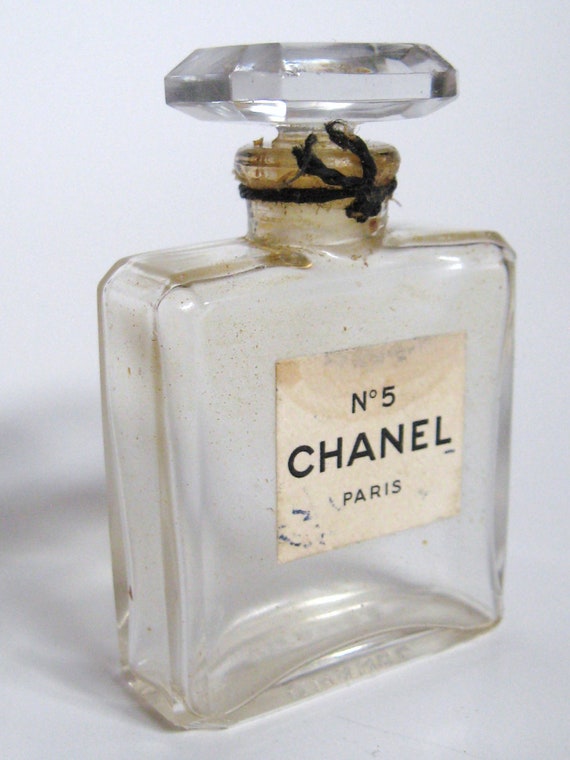 Vintage 1950s CHANEL No. 5 PARIS Crystal Glass 1/2 Ounce Perfume Bottle..Made in France..Avant Garde Mod Mid Century
