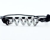 Handmade Fine Silver and Leather Spiral Bracelet