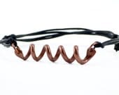 Handmade Copper and Leather Spiral Bracelet