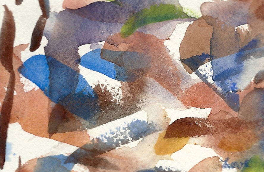 Original Watercolor - Jennifer Love Artwork Matted art Painting Abstract Color Block 11  OOAK SFA EBSQ