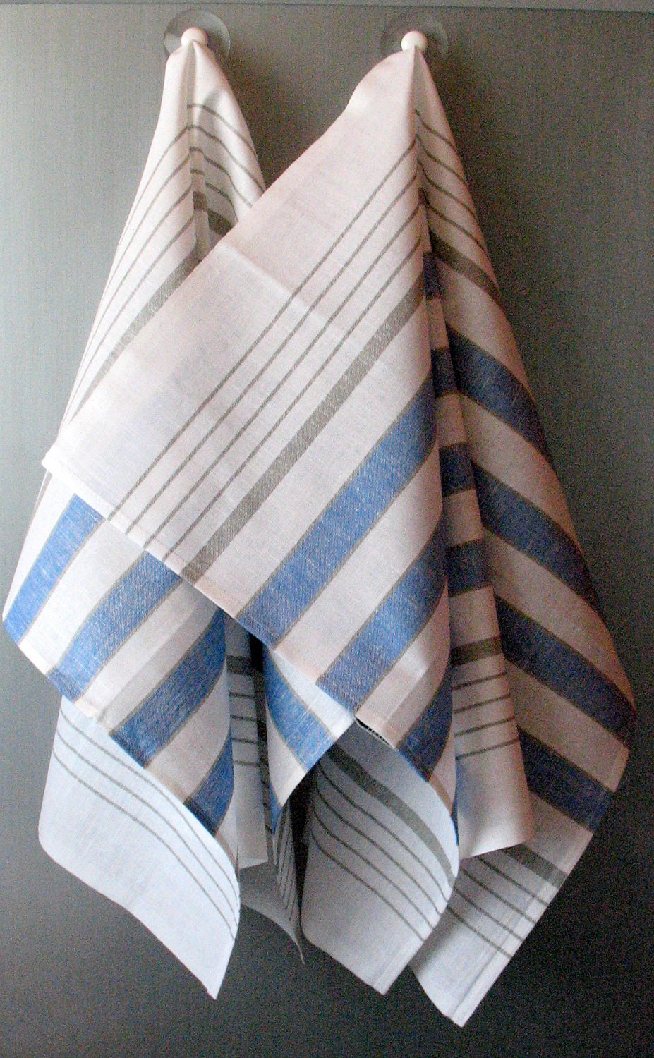 Linen Cotton Dish Towels - Tea Towels set of 2 White Blue