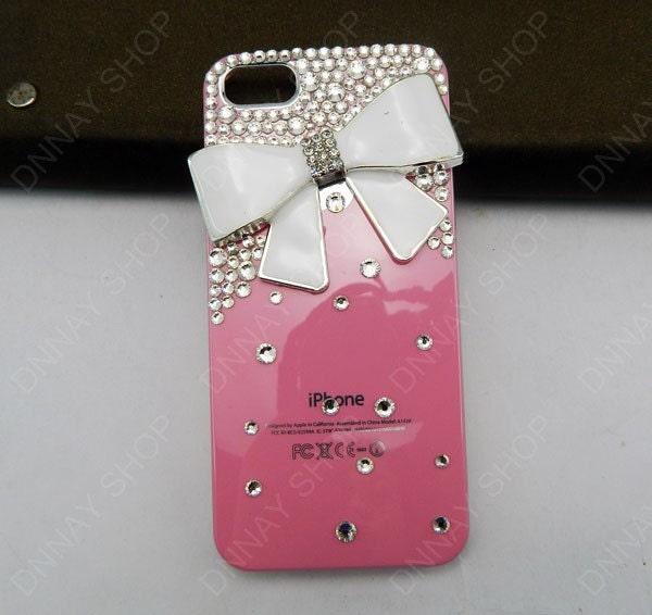 iphone 5 case white bow and pink case butterfly   iphone 4 case iphone 4s case 3D iphone 5 cases