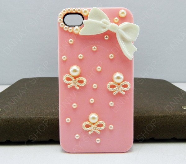 iphone 5 case white bow and Small Pearl Butterfly butterfly iphone 4 case iphone 4s case 3D iphone 5 cases