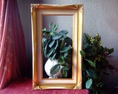 Elegantly Distressed Vintage Gold Picture Frame, Wood with Ornate Carving, Large and Perfect For An Oil Painting