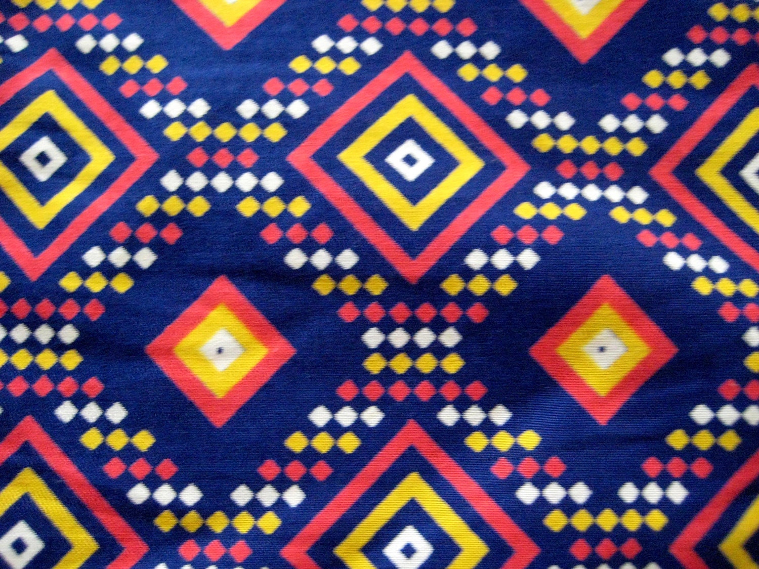 Vintage Retro Cotton Fabric Bright Geometric UNUSED NOS Yardage