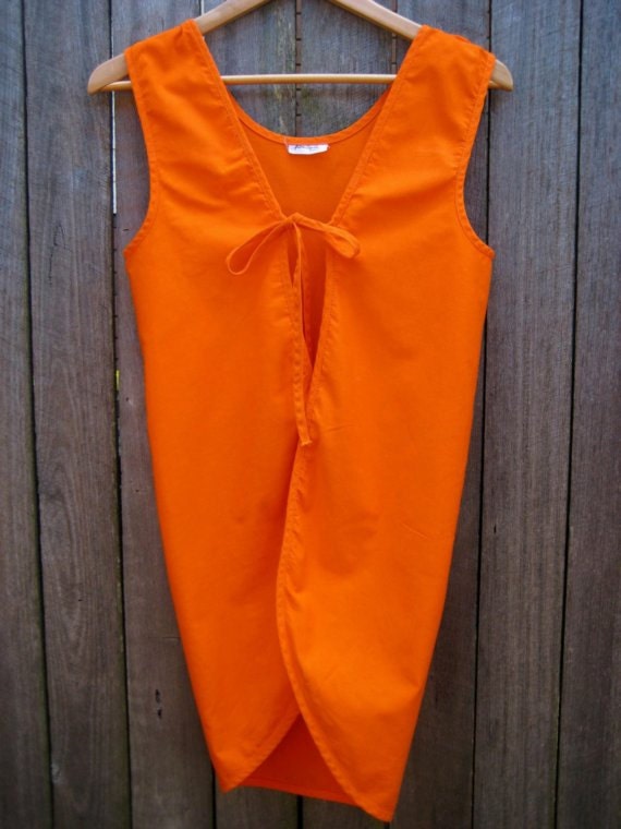 Vintage Mid Century Orange Pinafore Apron
