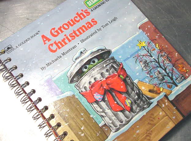 A Grouch's Christmas JOURNAL  Sketchbook Scrapbook RECYCLED Upcycled Altered