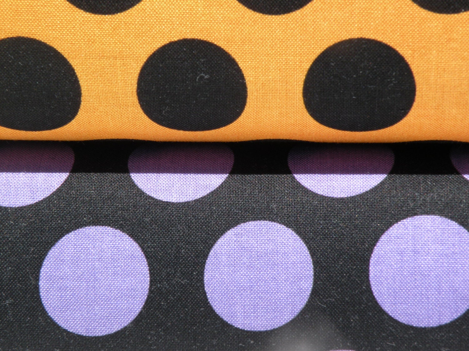 SALE SALE SALE -- Half Yard Each Purple and Orange Costume Dot From Riley Blake Costume Clubhouse Collection