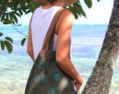 vintage french linen canvas large beach market tote bag - coco palms