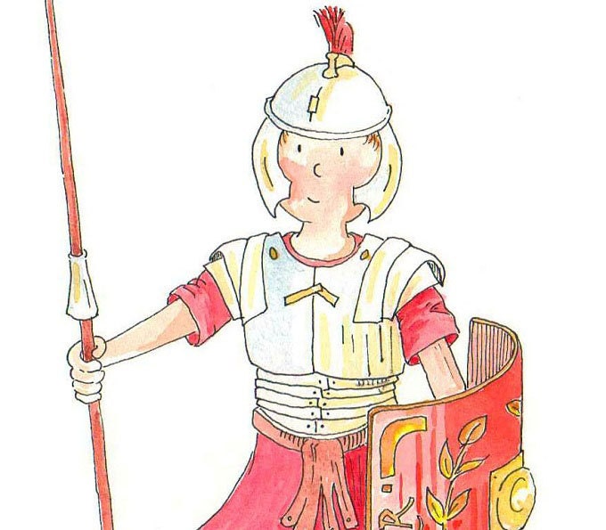 Children's birthday card of Roman Soldier for a boy