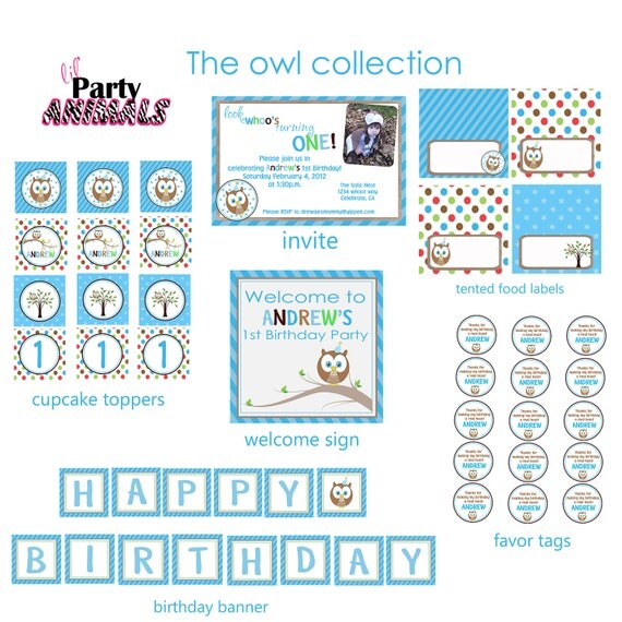 DIY Printable Owl Party Package Il_570xn