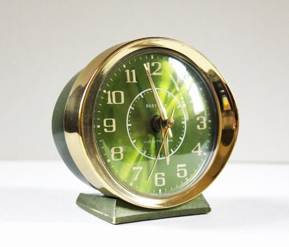 Vintage 1960's Baby Ben Green Alarm Clock by Westclox