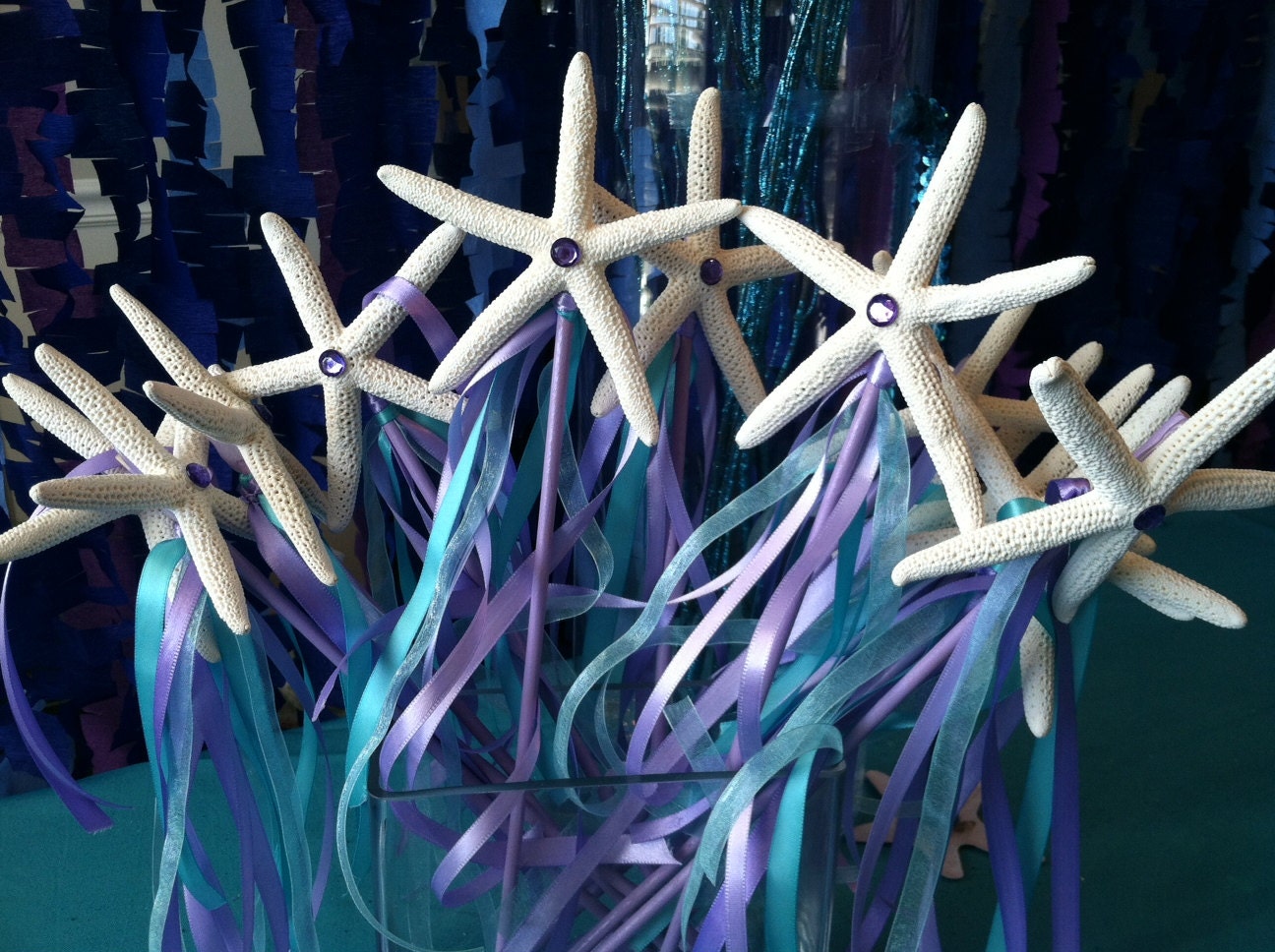 Mermaid Ribbon Wands- Ocean, Beach or Wedding Party Favor (6) Wedding Aisle runners