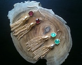 Messeca gemstone tassel earrings