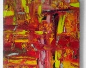 I'm Burning - 12x12 Abstract Oil on Canvas Painting - Mela - Red Hot