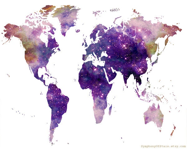 World Map Galaxy Universe Fine Art Print Poster