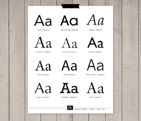 Font Styles - Script, Handwritten & Classic - 8 x 10" Print