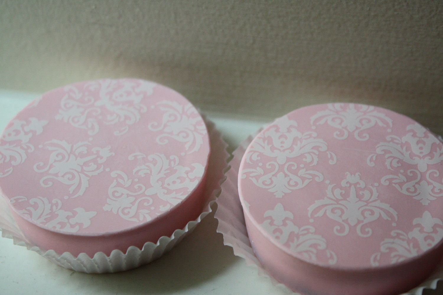 Pink Chocolate and White Damask Chocolate Covered Oreos