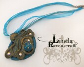 OOAK ART PENDANT, "Octopus" polymer clay & agate hand made
