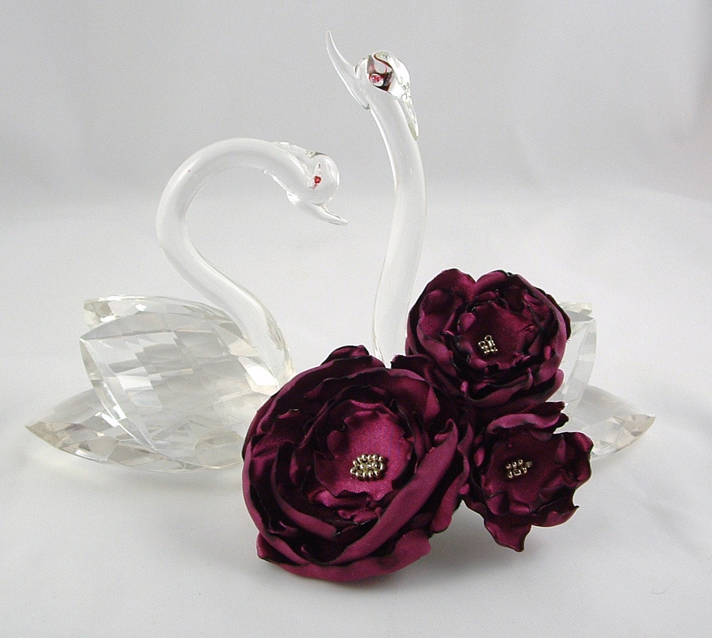 Burgundy Flower Fabric Brooch, Unique Jewelry