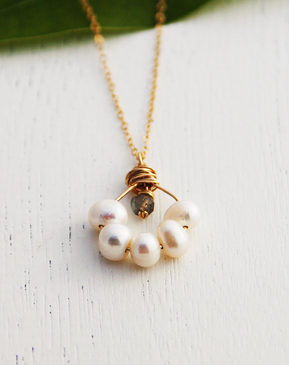 Pearl necklace, pearl jewelry, labradorite necklace, gemstone necklace, pearl pendant, wire wrapped necklace, bridesmaid gold necklace