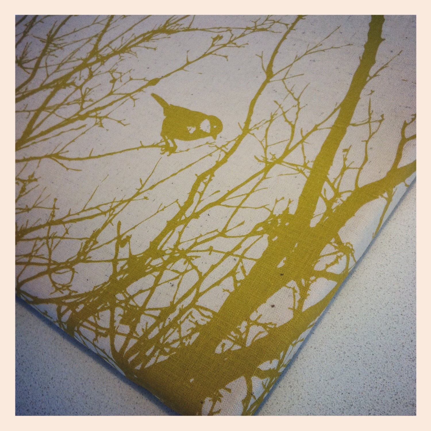 Items similar to Bird Nest Tree Branch Fabric Wall Art Panel in Mustard