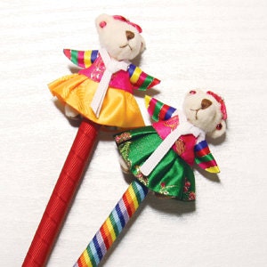 Hanbok Bear Ball Pen - teddy bear wearing a hanbok - Random