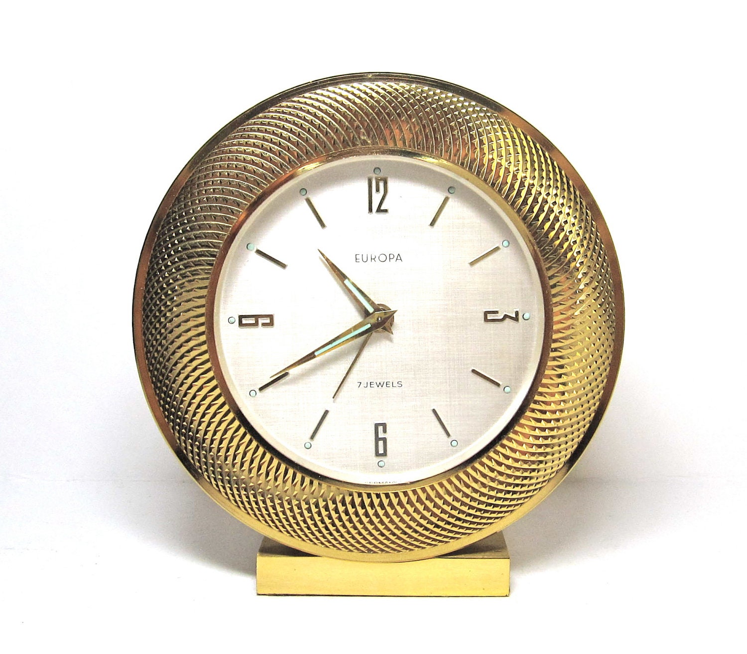 EUROPA 7 Jewels Alarm Desk Clock Wind Up by KnickknackFlashback