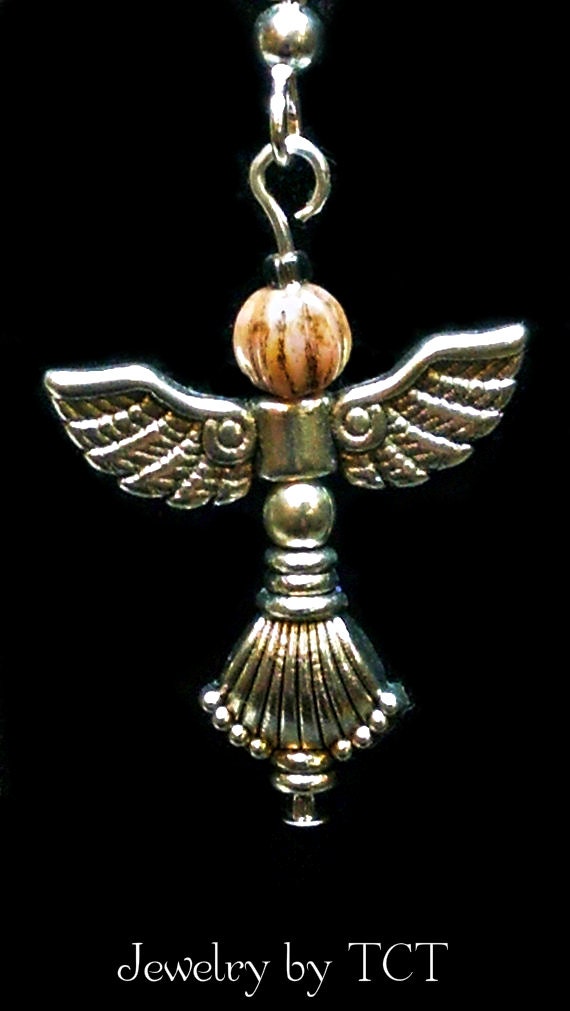 Angel Earrings - Silver Plated with Beaded Head