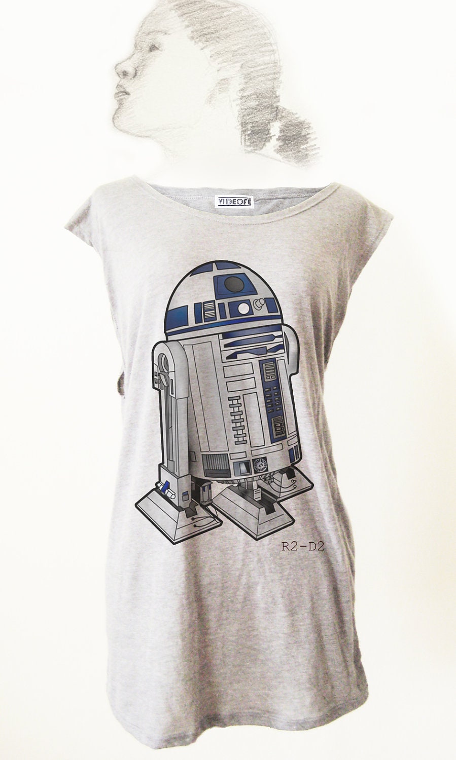 Classic Film Star Wars R2-D2 Robot T-Shirt Tee Tank Top Tunic Vintage Look One Size