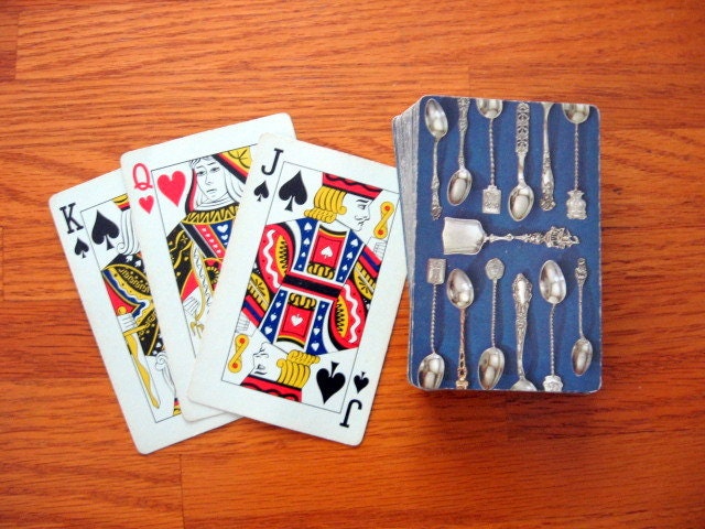 Vintage 1970s Stardust Playing Card Deck with Silver Spoon Backs