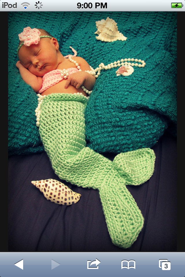 Handmade Crochet Baby Newborn Mermaid Photoprop Made To Order