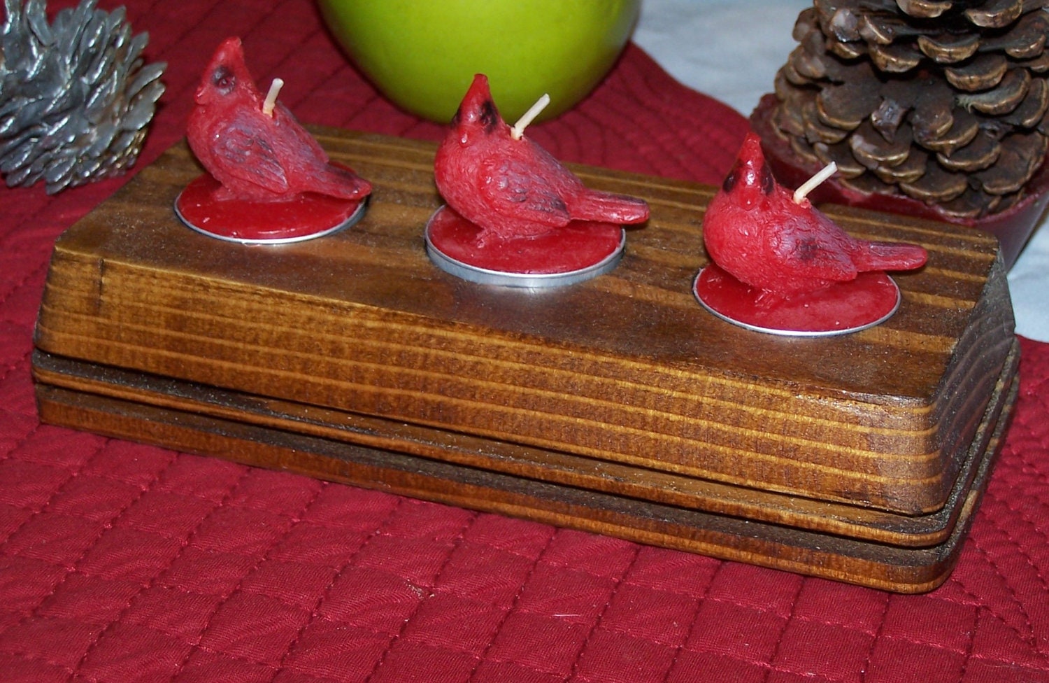 Three Light Tea Candle Holder w/ 3 White unscented Tea Candles
