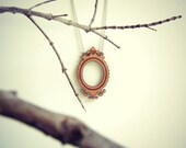 Mirror Mirror Wood Pendant Necklace on long silver chain Tasmanian Myrtle