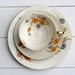 Vintage 1950s Tea Cup and Saucer Trio Set Orange and Grey Floral