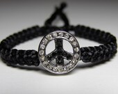 Peace sign bracelet with rhinestones
