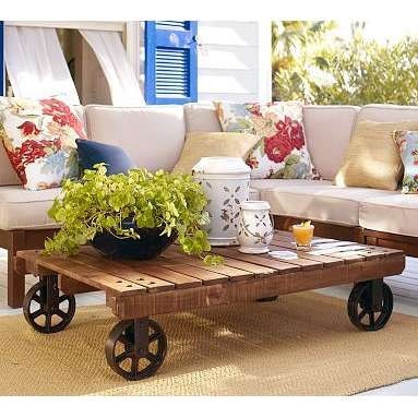 The Florencia. Custom (made to order) Coffee Table with Vintage style casters. Made of reclaimed wood.